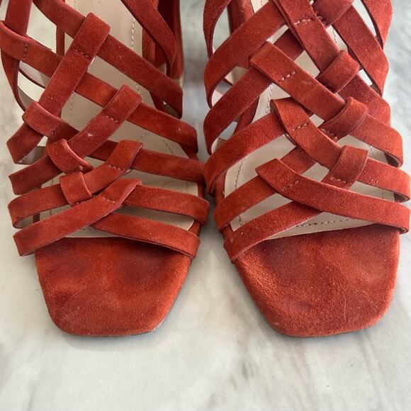 Charles David Micah Burnt Orange Red Caged Heeled Sandal - Picture 5 of 10